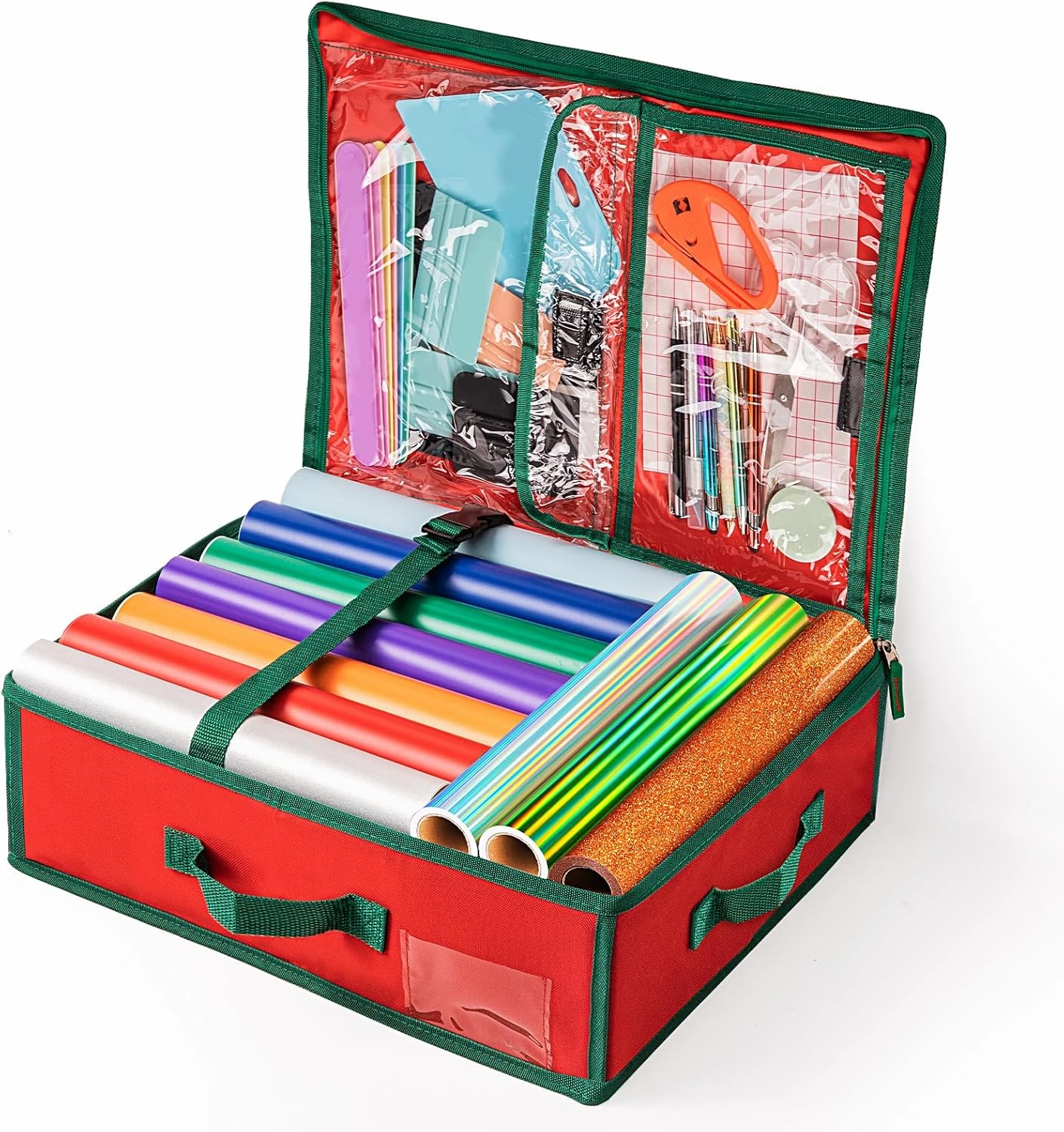 GIRAFVINYL Craft Vinyl Organizer Storage for Vinyl, Vinyl Bag Storage Organizer With Interior Pockets, Permanent Vinyl and Vinyl Tool Kit Storage Containers - Adjustable Fastening Strap vinyl storage,record holder,LP organizer,