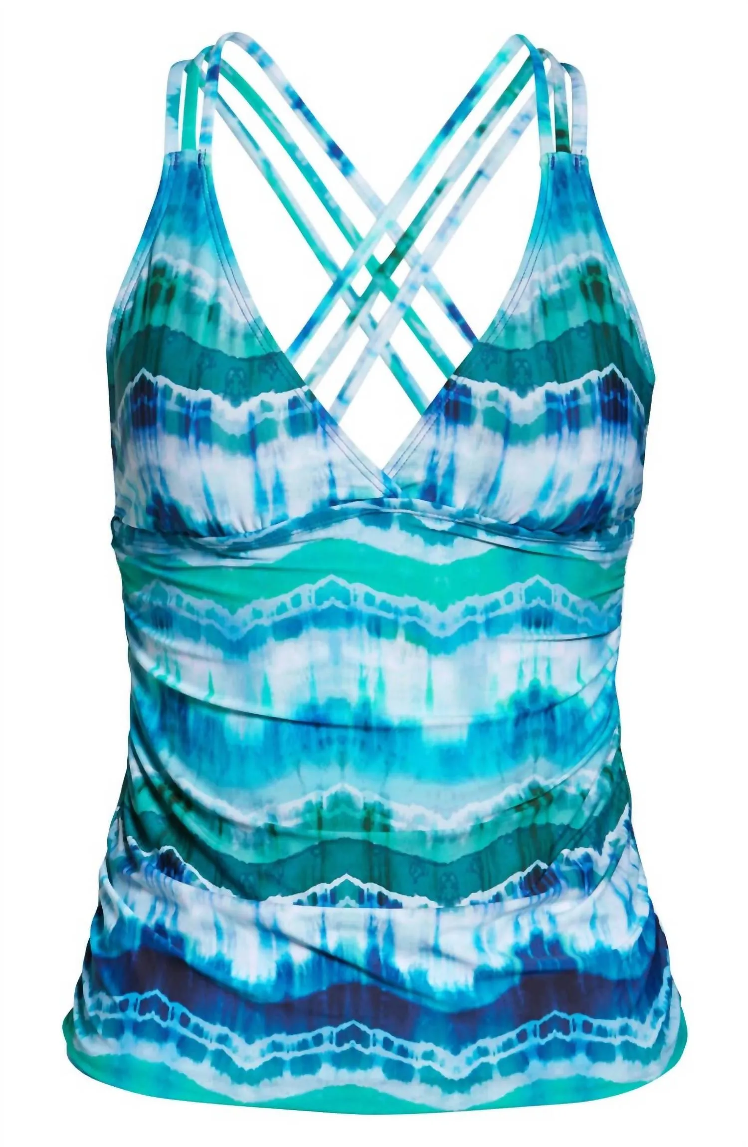 Global Tie Dye Halterkini In Blue