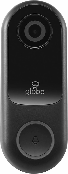 Globe Electric Wi-Fi Smart Video Doorbell, Hardwired, No Hub Required, IP54 Rated, 1080p, Motion Detection, 2-Way Voice, Night Vision, Black smart audio hub,voice control speaker,Alexa compatible audio,