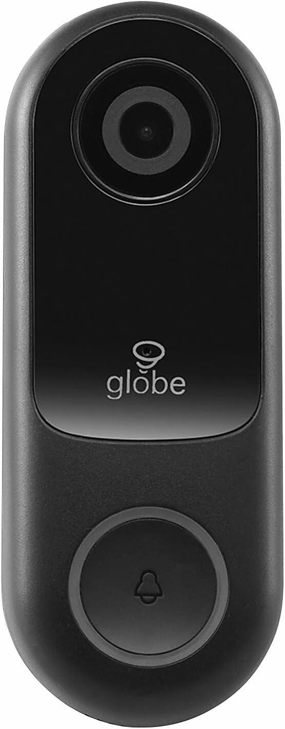 Globe Electric Wi-Fi Smart Video Doorbell, Hardwired, No Hub Required, IP54 Rated, 1080p, Motion Detection, 2-Way Voice, Night Vision, Black smart audio hub,voice control speaker,Alexa compatible audio,