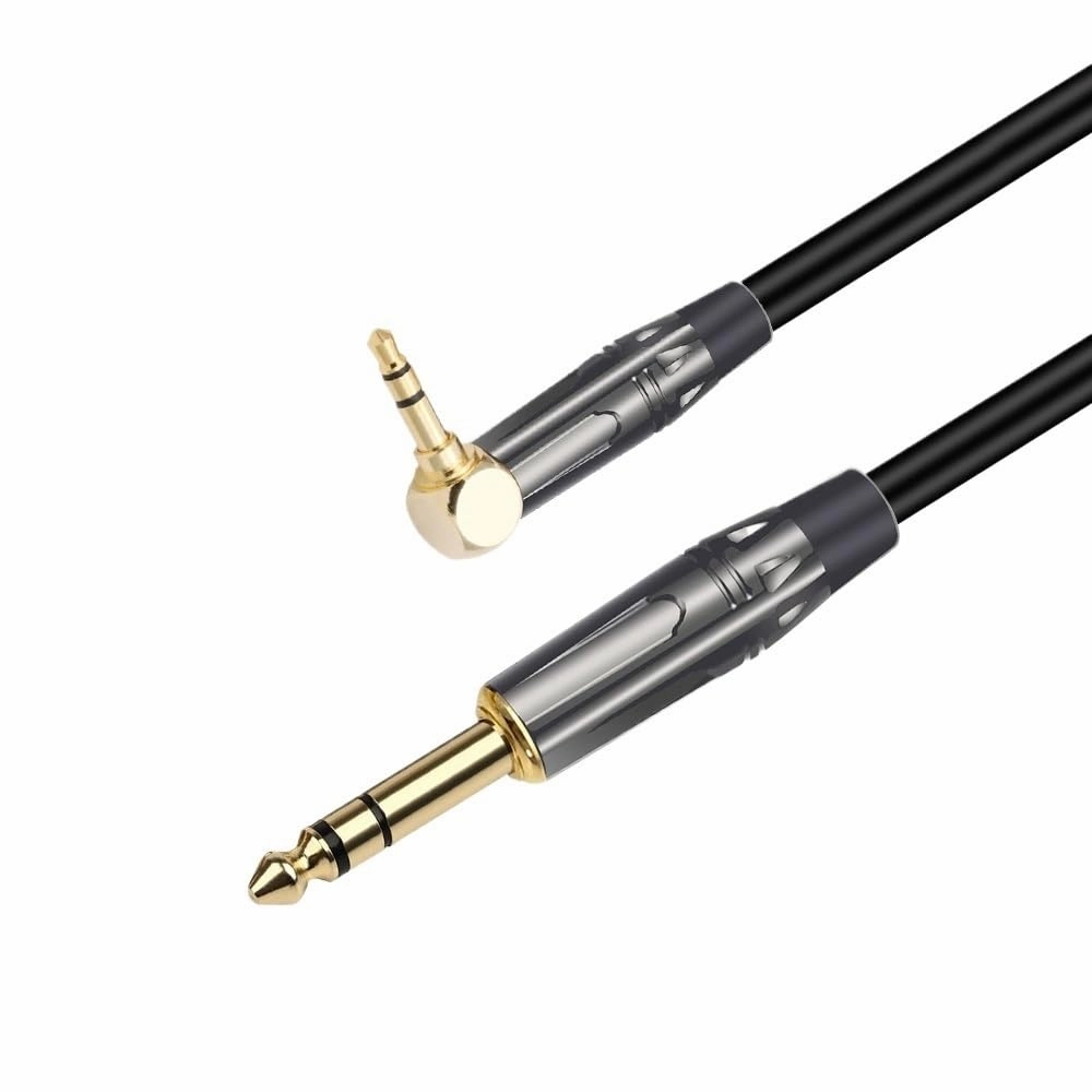 Gold Platd 3.5mm Right Angle Male to 6.35mm Male Audio Cable 3Poles Stereo Plug Soldering 3Pins DIY Headphone Ja-ck(Red Red,2m)
