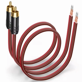Gold-Plated RCA to Bare Wire Speaker Cable - 14AWG OFC Copper Audio Cable for Subwoofers, Amps & Home Theater, Dual PVC Shielded, Zero-Noise (16.4FT 2-PCS) speaker cable,audio wire,hi-fi speaker cord,