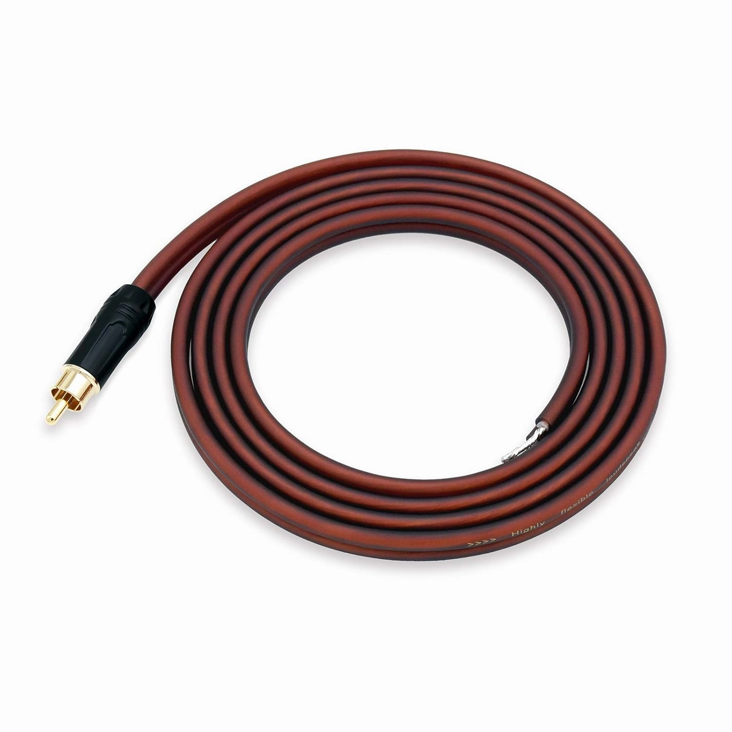Gold-Plated RCA to Bare Wire Speaker Cable - 14AWG OFC Copper Audio Cable for Subwoofers, Amps & Home Theater, Dual PVC Shielded, Zero-Noise(30FT)