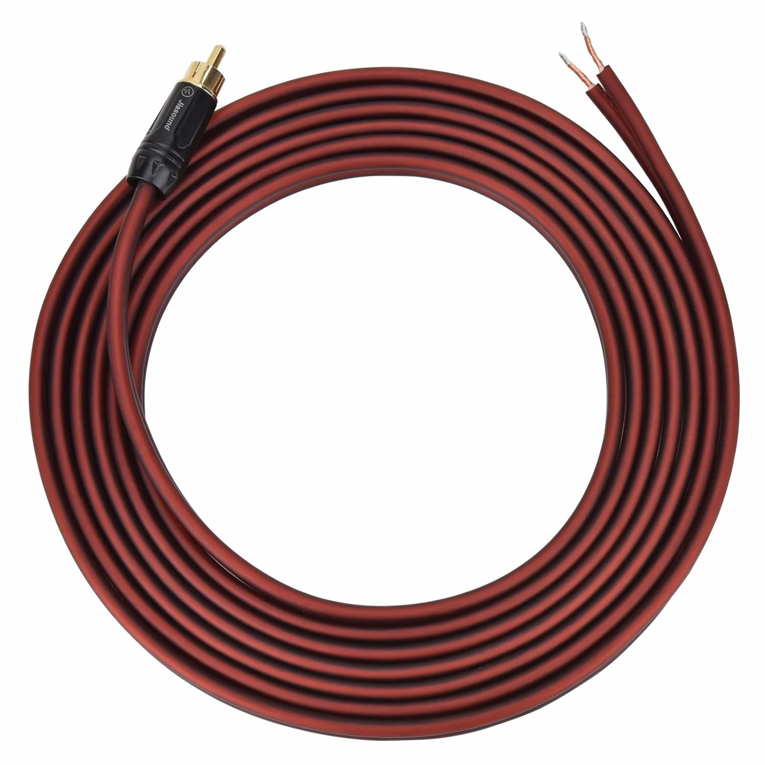 Gold-Plated RCA to Bare Wire Speaker Cable - 14AWG OFC Copper Audio Cable for Subwoofers, Amps & Home Theater, Dual PVC Shielded, Zero-Noise(30FT) speaker cable,audio wire,hi-fi speaker cord,