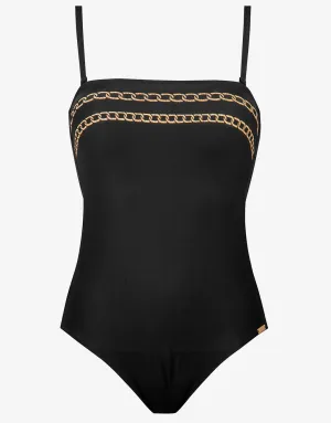 Golden Chain Bandeau Swimsuit - Black