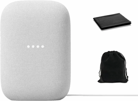 Google Audio Bluetooth Speaker - Wireless Music Streaming, Powerful Sound, Assistant Built-in, Wi-Fi and Bluetooth Connectivity, Smart Home Control, Stereo Pairing, Includes Pouch and Cloth smart audio hub,voice control speaker,Alexa compatible audio,