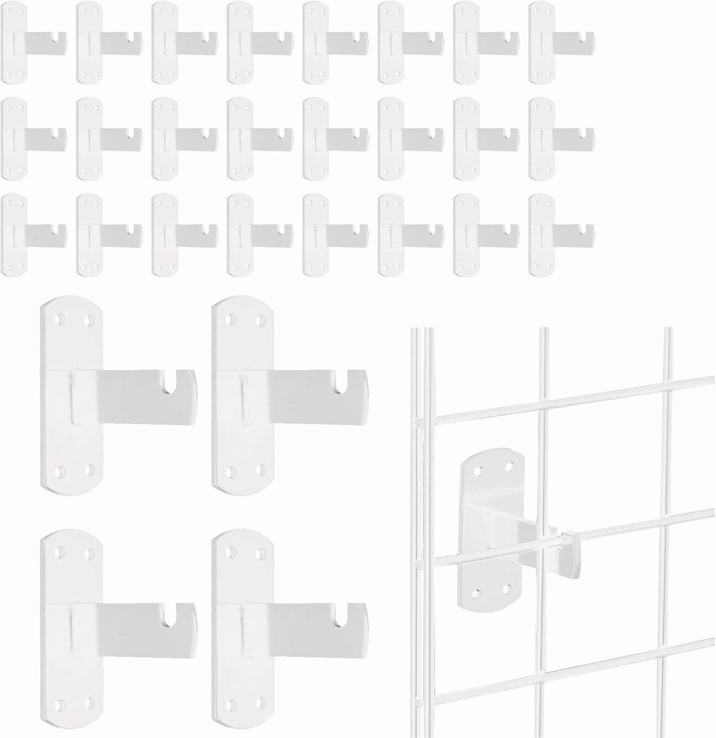 Gridwall Mount Brackets for Grid or Slatgrid Panels Box of 24 Pcs White vinyl storage,record holder,LP organizer,