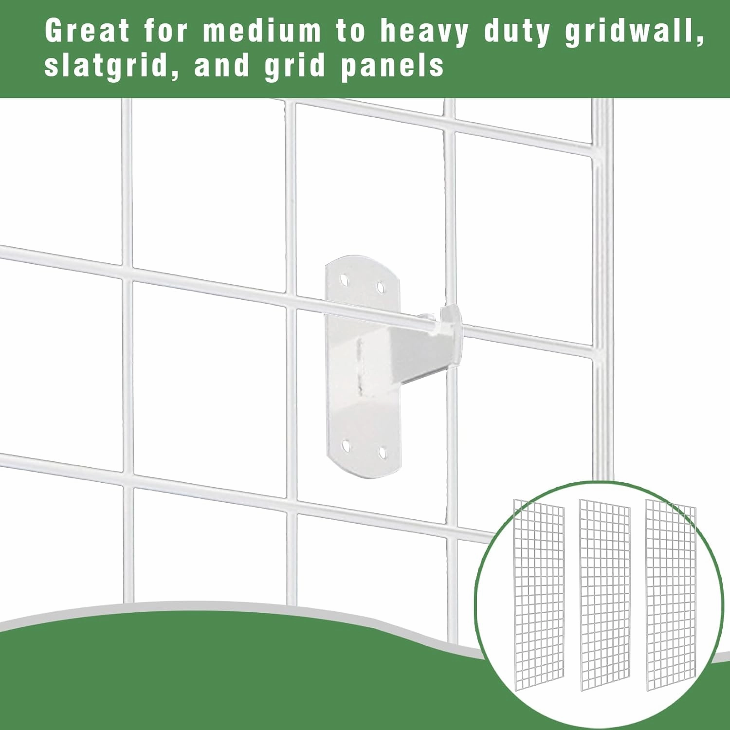 Gridwall Mount Brackets for Grid or Slatgrid Panels Box of 24 Pcs White