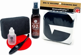 GrooveWasher Record & Stylus Care System - Record Cleaning Kit Includes Vinyl Cleaning Solution   Microfiber Sponge   Stylus Brush for Record Needles & Cleaning Fluid   Exclusive 'Big G' Record Mat record cleaning kit,vinyl cleaner,stylus brush s