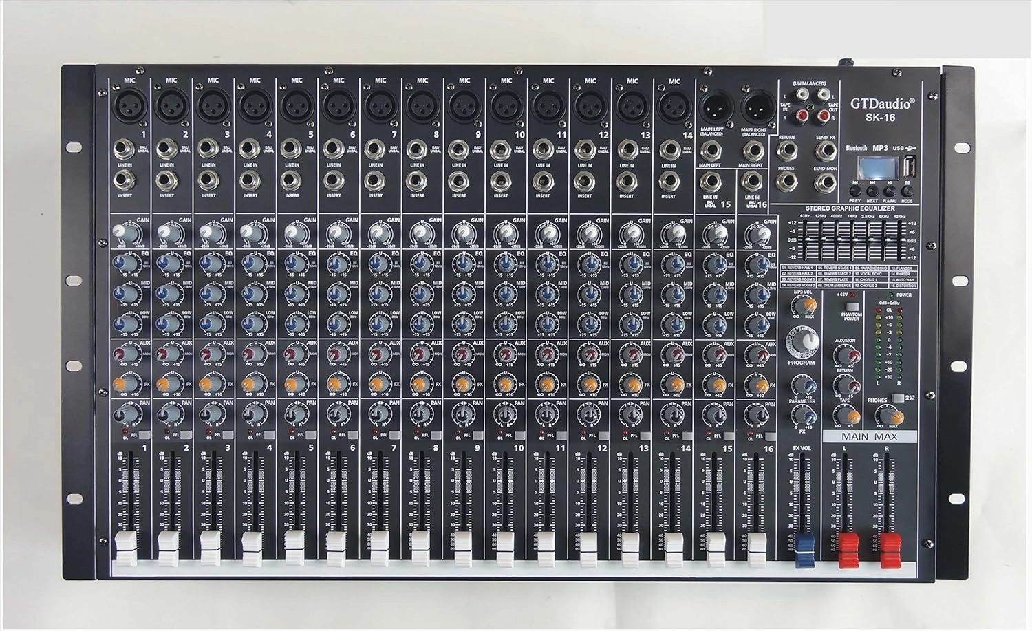 GTD-Audio 16 Channel Professional Powered Mixer Power Amplifier DJ Amplifier, USB, EQ, Effect power amplifier,stereo amp,hi-fi power amp,
