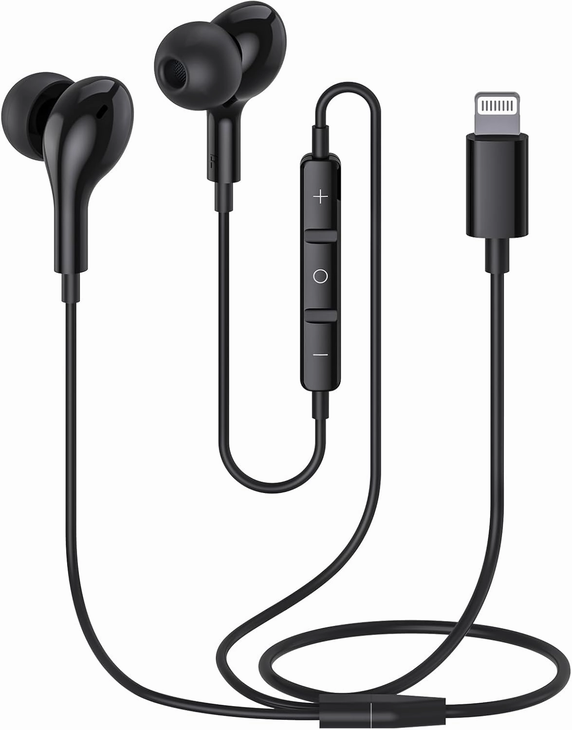 Guguearth Lightning Headphones for iPhone,MFi Certified in-Ear Lightning Earphones for iPhone,Magnetic Earbuds for iPhone with Mic Controller Compatible with iPhone 14 13 12 11 Pro Max XR 8 7 (Black) reference headphones,neutral sound headphones,monitor he