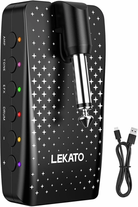 Guitar Headphone Amp, LEKATO Headphones Amplifier for Electric Guitar and Bass, Features 28 Drum Grooves, 14 Effects, 14 Amp Models, Built-in Bluetooth Streaming, OTG Recording, USB Rechargeable headphone amplifier,portable amp,desktop headphone amp,