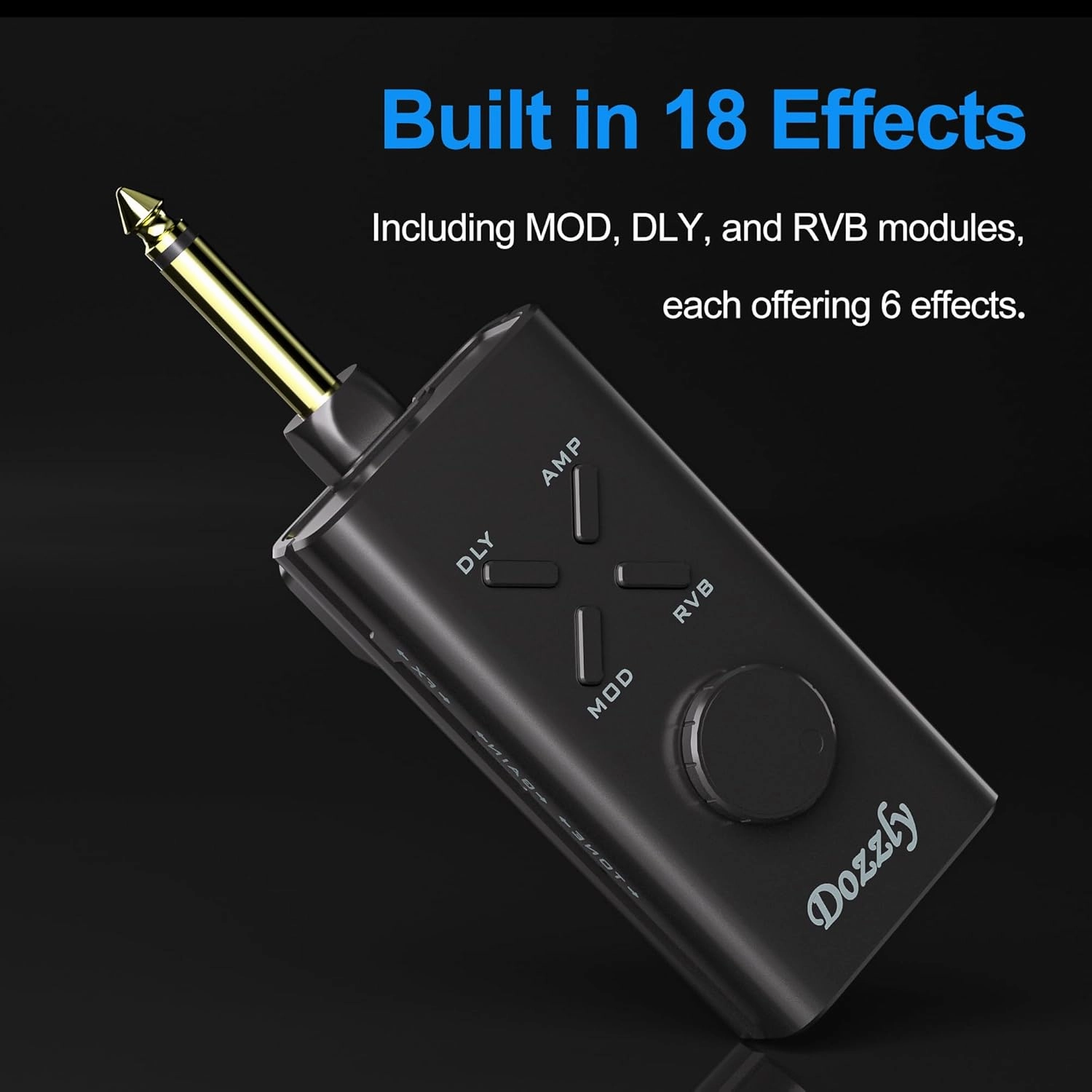 Guitar Headphone Amp Multi Effects Pocket Rechargeable Portable Mini Electric Guitar Headphone Amp Modulation Delay Reverb (Black)