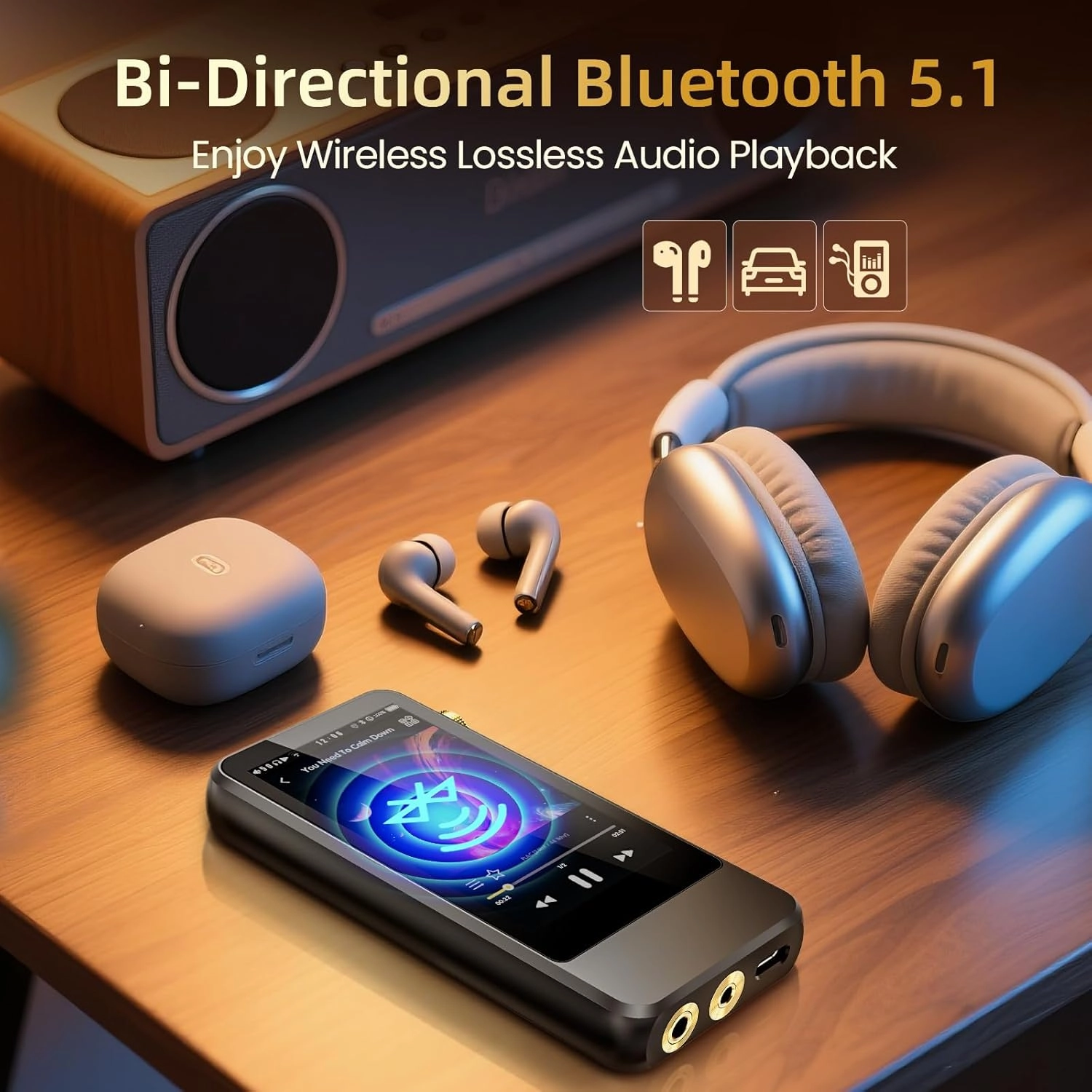 H20 Pro Hi-Res MP3 Player with Bluetooth, Dual DAC, 3.2" Touch Screen, DSD256/32bit 192kHz, aptX/LDAC, 3.5mm & 4.4mm Output, Portable Digital Audio Player with 128GB SD Card