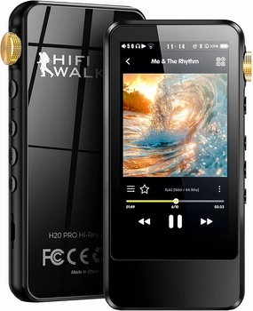 H20 Pro Hi-Res MP3 Player with Bluetooth, Dual DAC, 3.2" Touch Screen, DSD256/32bit 192kHz, aptX/LDAC, 3.5mm & 4.4mm Output, Portable Digital Audio Player with 128GB SD Card hi-res portable player,digital audio player,DAP lossless,