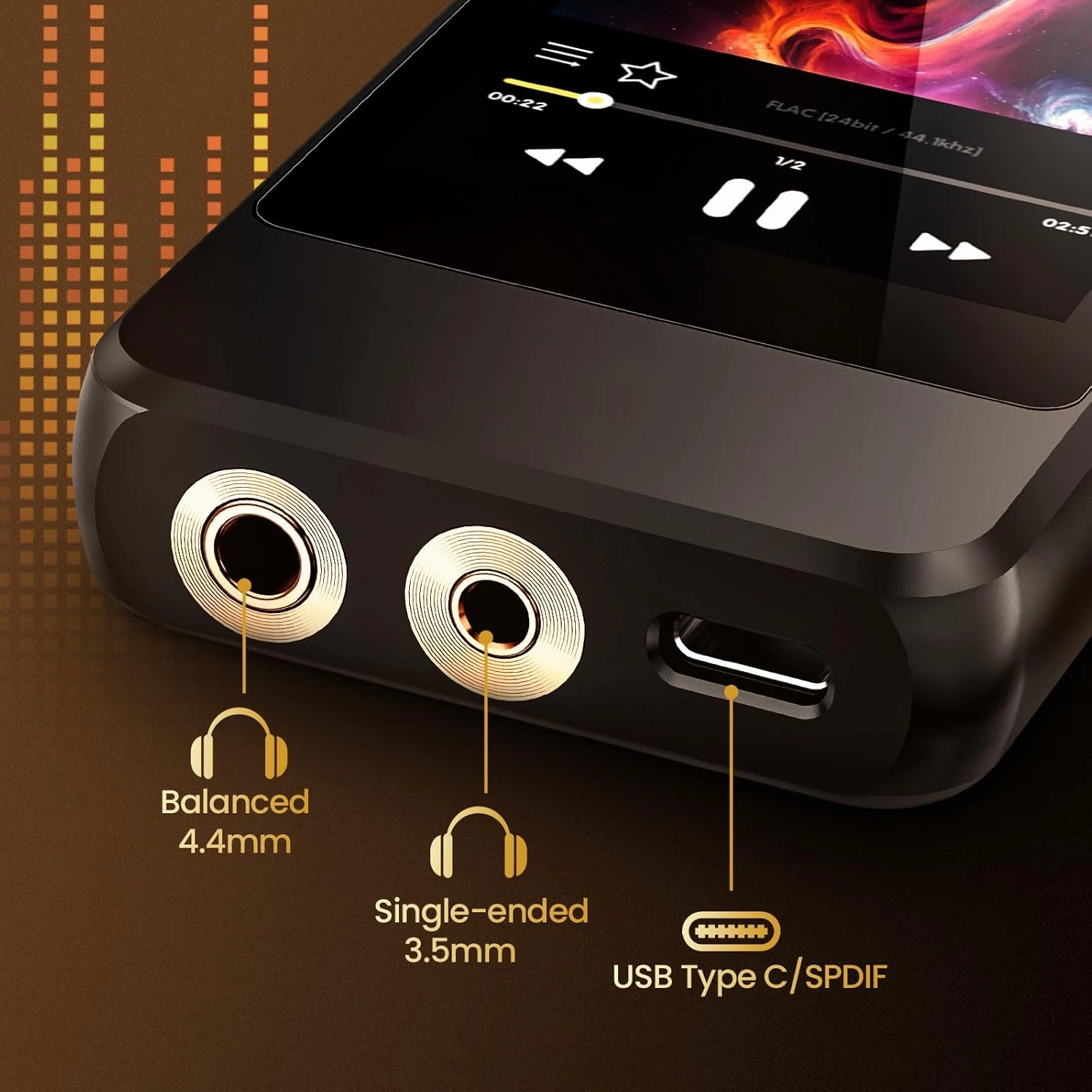 H20 Pro Hi-Res MP3 Player with Bluetooth, Dual DAC, 3.2" Touch Screen, DSD256/32bit 192kHz, aptX/LDAC, 3.5mm & 4.4mm Output, Portable Digital Audio Player with 128GB SD Card
