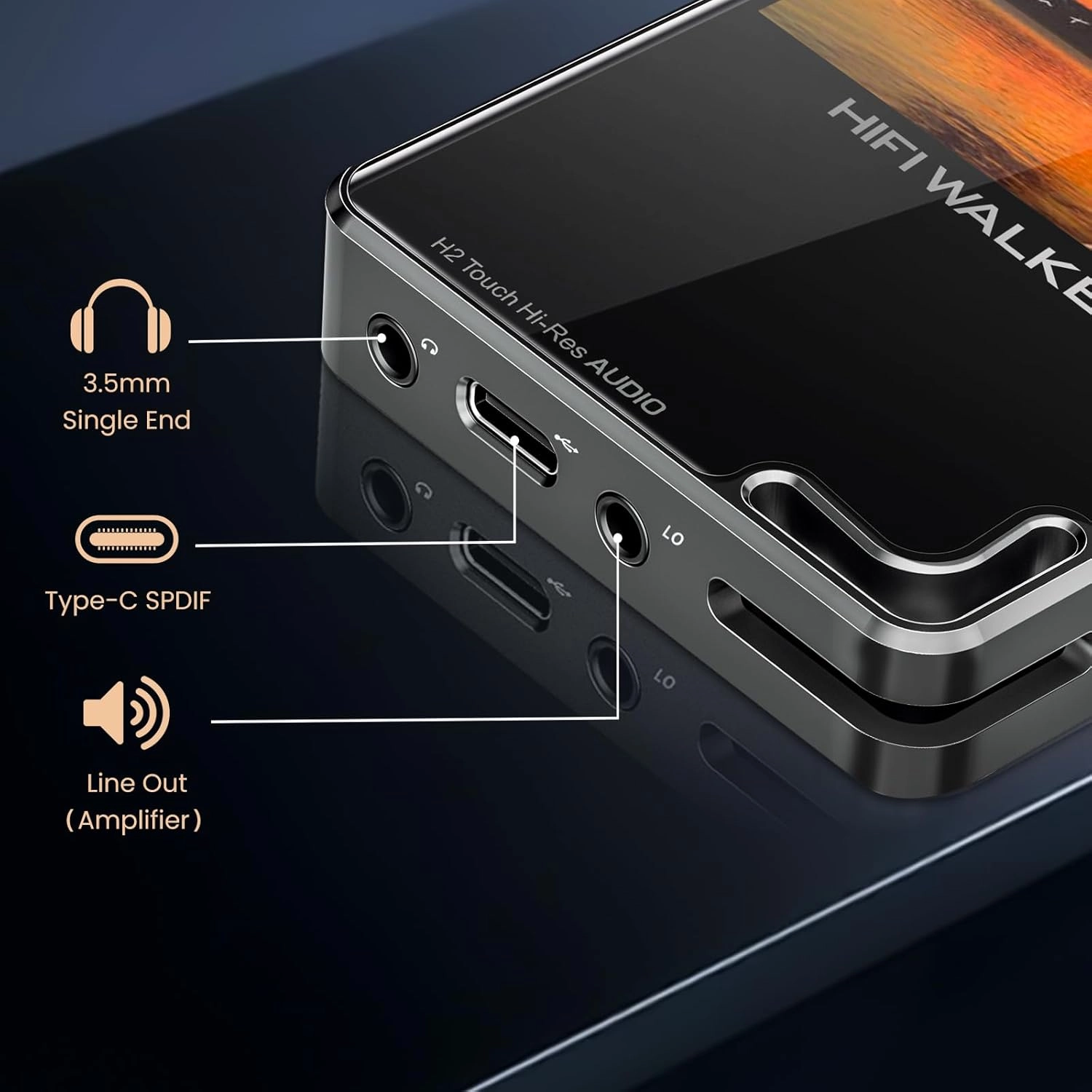 H2 Touch Hi-Res MP3 Player 128GB, Portable Music Players with 2.4" Touchscreen, Digital Lossless DAP Audio Flac Player ESS ES9218 DAC, Bluetooth 5.2 aptX HD, 512GB Expandable, Line Out, 10H Playback
