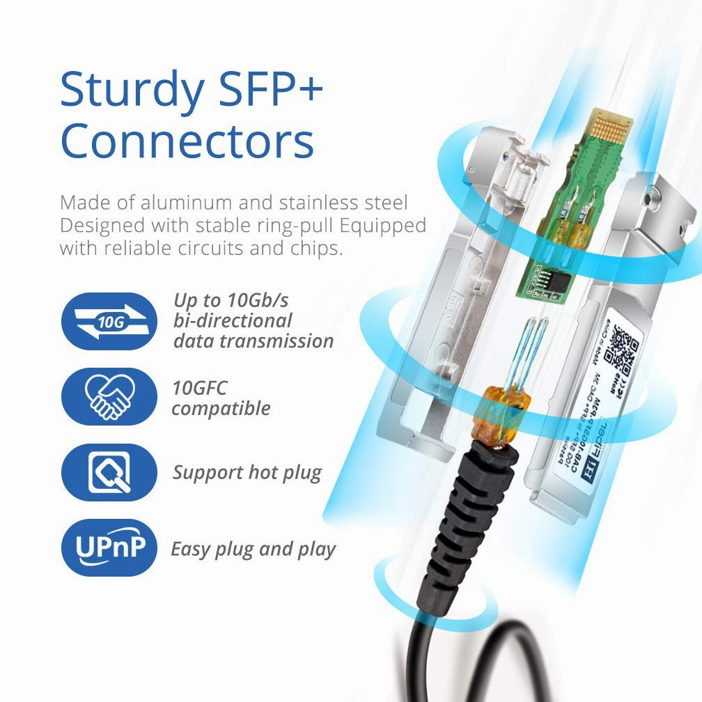 H!Fiber SFP  Cable, 10G SFP  DAC, 0.25M(0.82ft), Passive Direct Attach Copper Twinax Cable for Cisco SFP-H10GB-CU0.25M, Ubiquiti UniFi UC-DAC-SFP , Meraki, Mikrotik, Intel, Fortinet, Netgear, 0.25m-7m