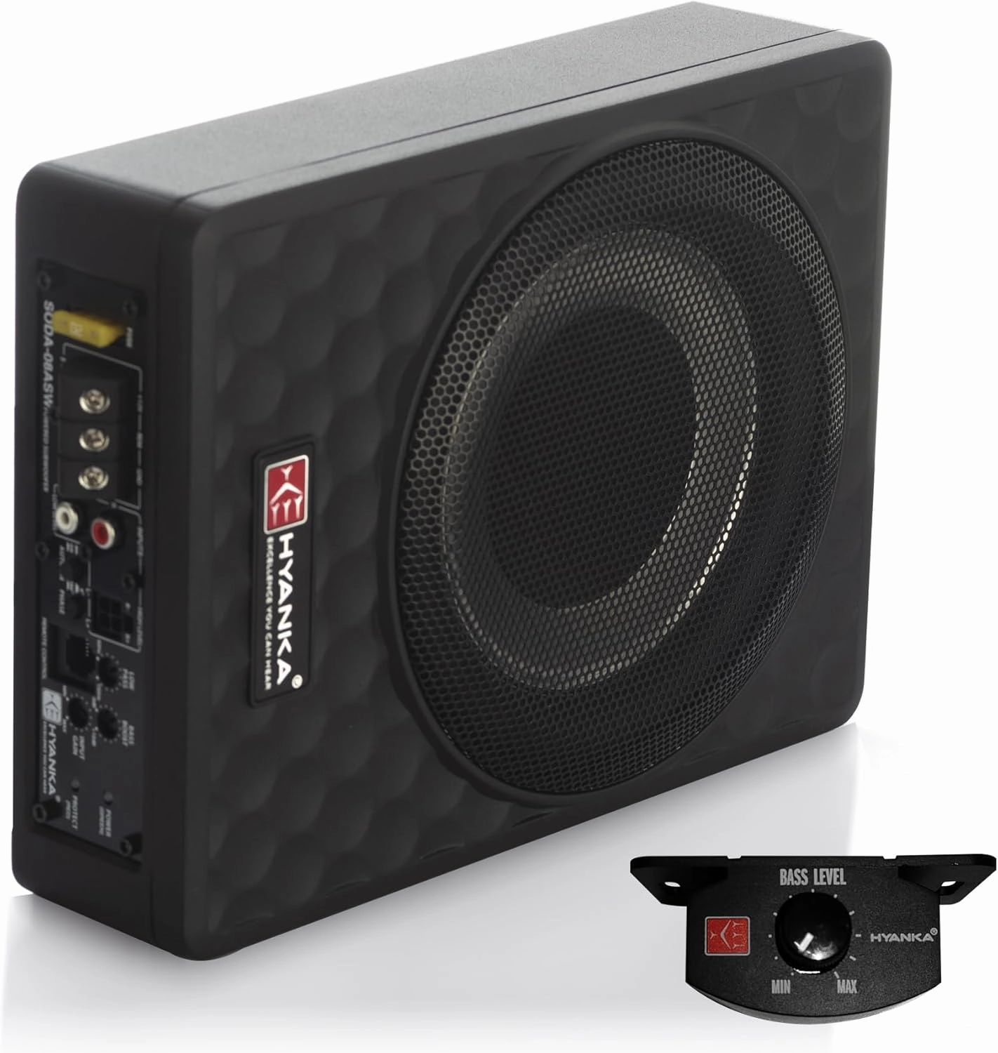 H YANKA SODA-08ASW 400W 8 Inch Compact Underseat Car Subwoofer with Built-in Amp, Slim Powered Subwoofer for Car/Truck/Jeep Audio audiophile subwoofer,active subwoofer,low frequency speaker,
