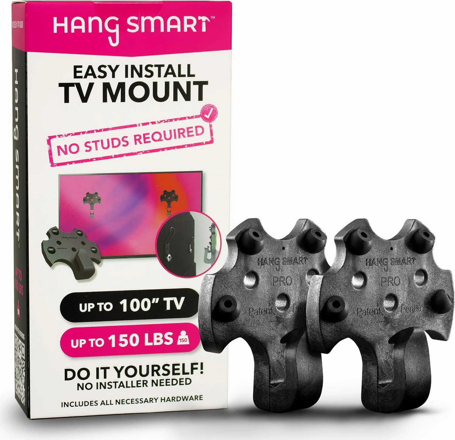 HangSmart TV Wall Mount NO Stud - Original & Patented Easy Install, DIY for 19-100" TVs, Holds Up to 150LBS, Fits Most LED LCD Flat Screens & Monitors, Includes Hardware speaker wall mount,audio bracket,AV wall mounting,