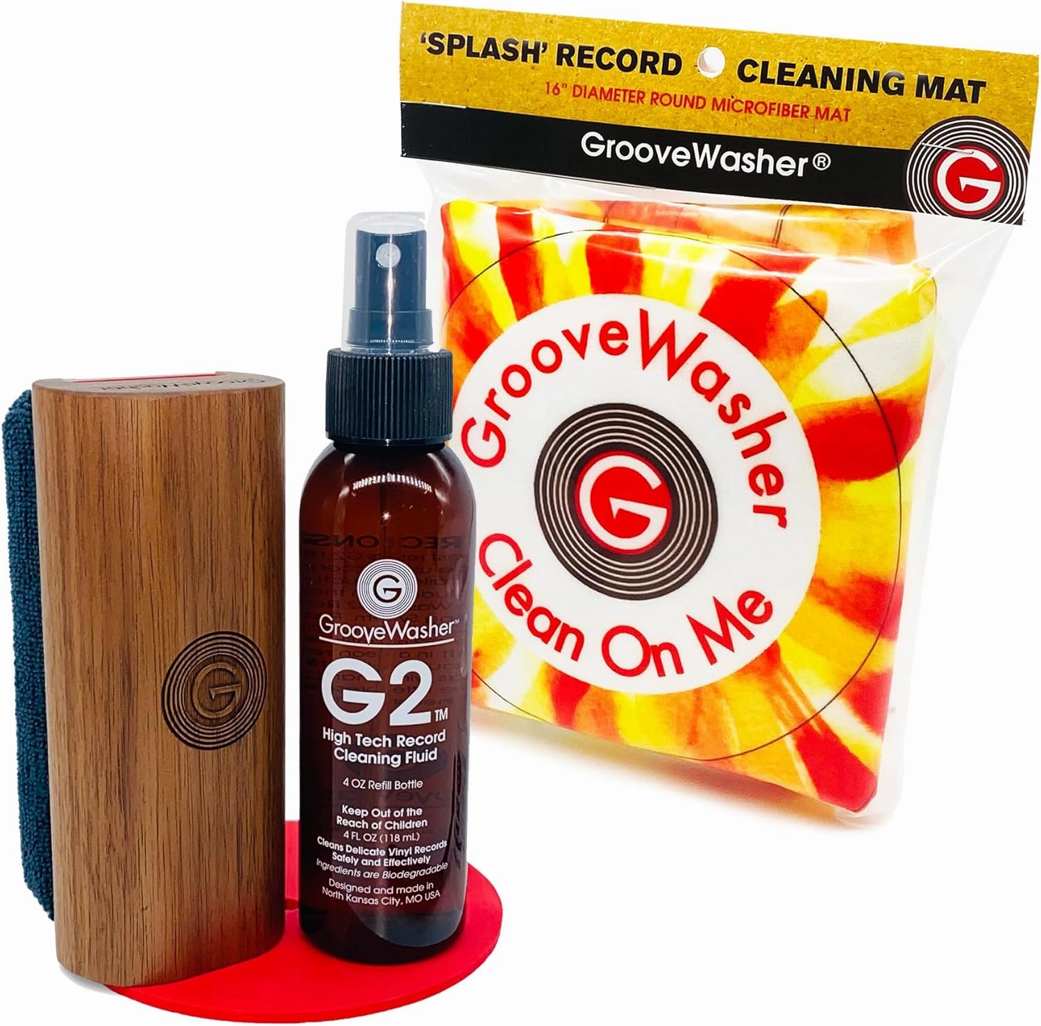 Hardwood Vinyl Record Cleaning Kit with Exclusive 'Splash' Record Cleaning Mat | Perfect Record Collectors' Gift Bundle, Essential LP Care System Includes G2 Cleaning Fluid Spray   Bonus record cleaning kit,vinyl cleaner,stylus brush set,