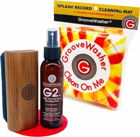 Hardwood Vinyl Record Cleaning Kit with Exclusive 'Splash' Record Cleaning Mat | Perfect Record Collectors' Gift Bundle, Essential LP Care System Includes G2 Cleaning Fluid Spray   Bonus record cleaning kit,vinyl cleaner,stylus brush set,