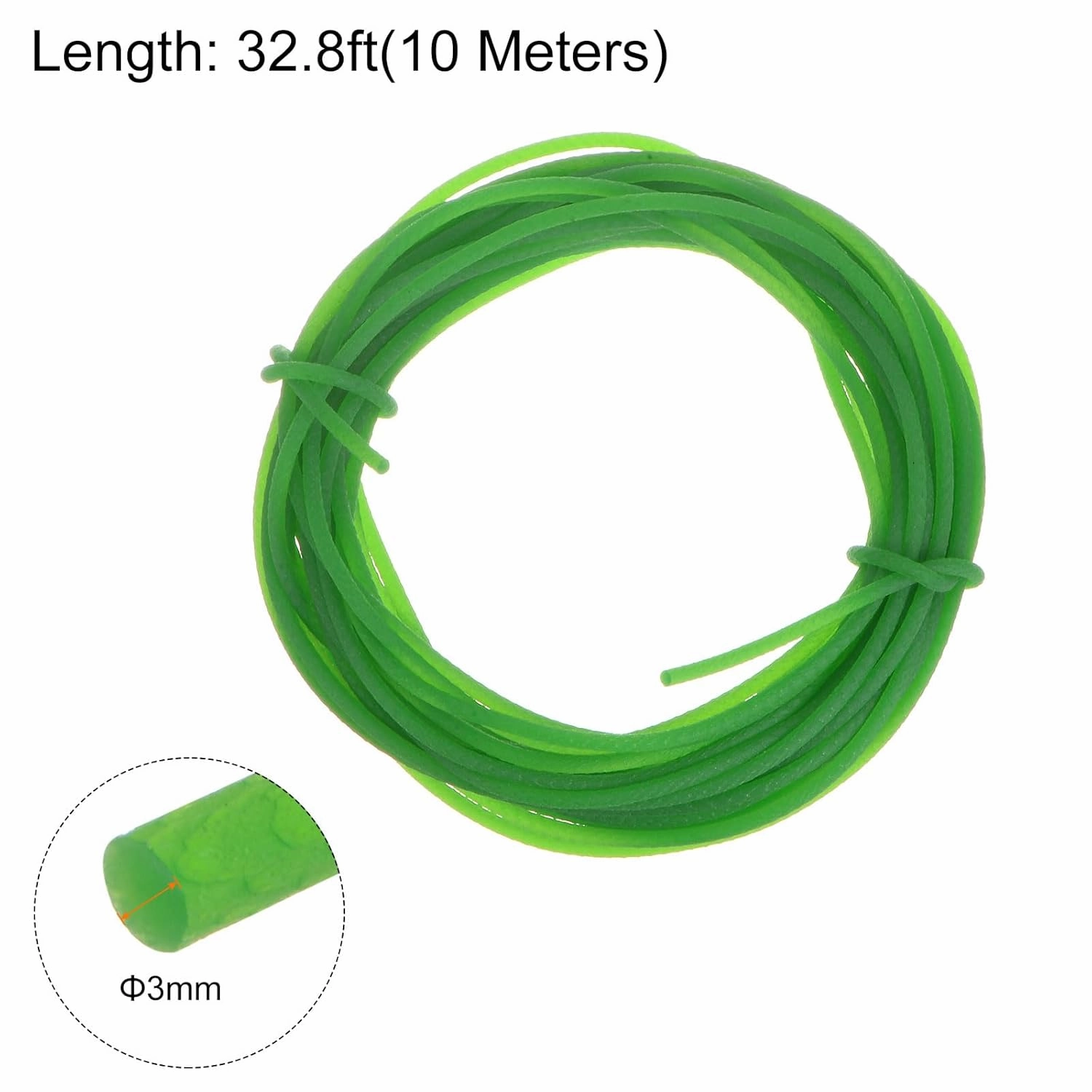 HARFINGTON Polyurethane Round Belts 3mm Dia 32.8ft(10 Meters) Length Rough Surface PU Urethane Belt for Drive Transmission, Green