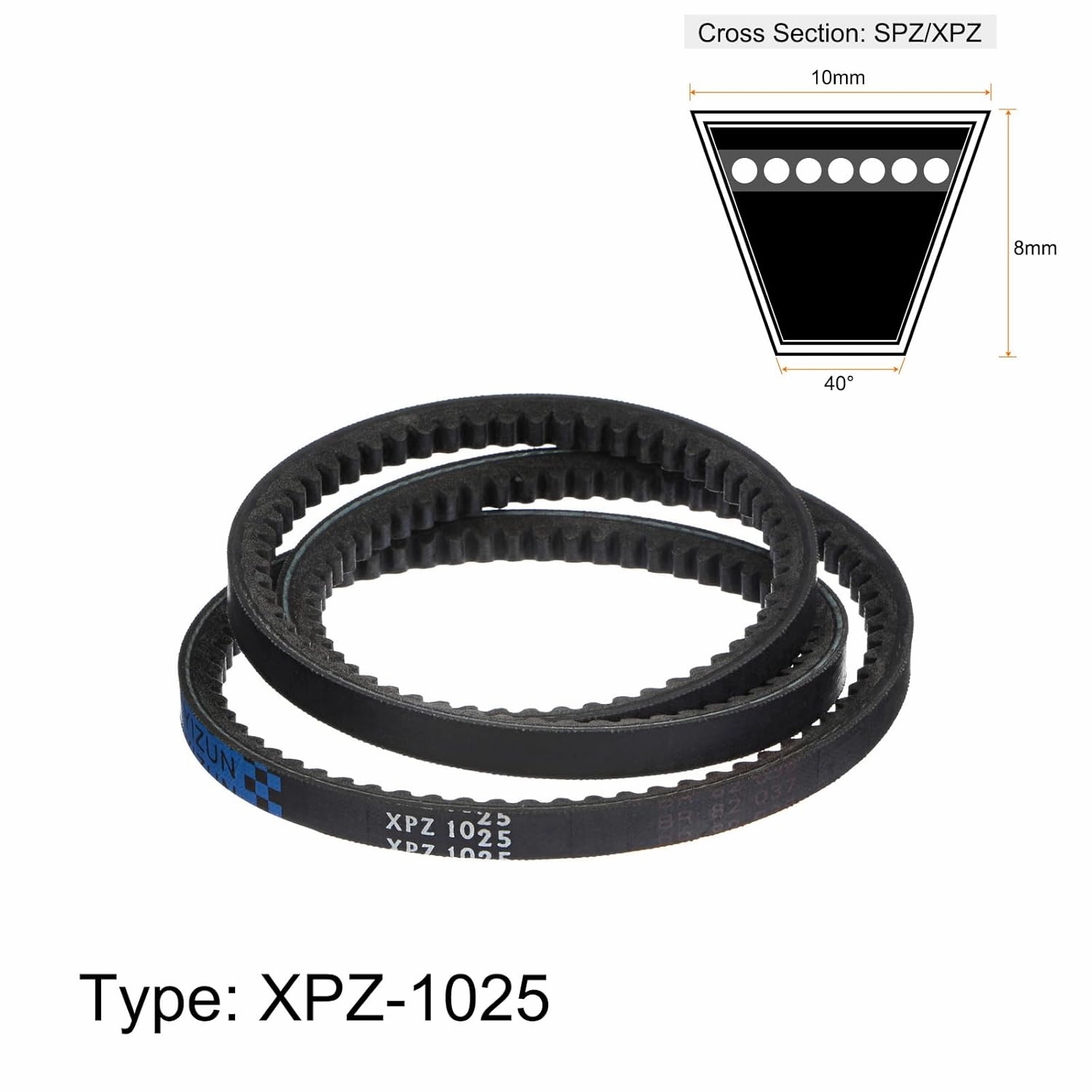 HARFINGTON XPZ-1025 V-Belts Drive Belt 1025mm Pitch Girth 10mm Width 8mm Height Rubber for Power Transmission