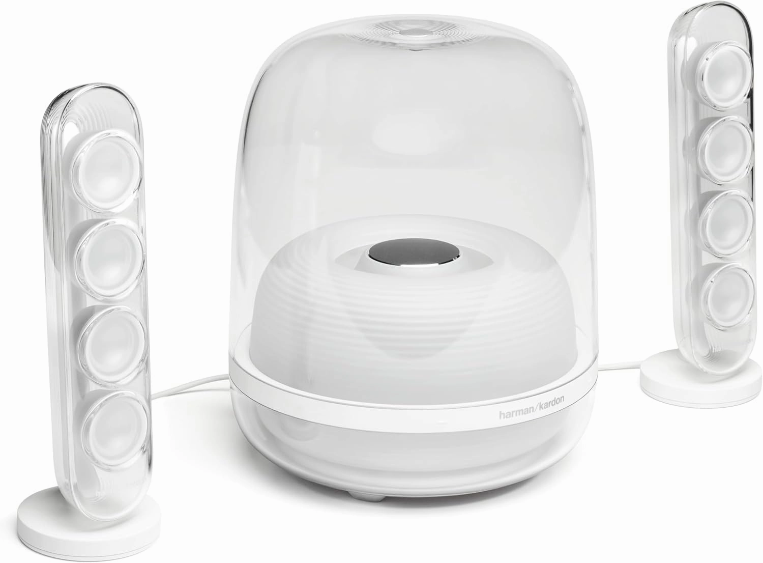Harman Kardon HK SoundSticks 4-2.1 Bluetooth Speaker System with Deep Bass and Inspiring Industrial Design (White) bookshelf speakers,compact stereo speakers,hi-fi shelf speakers,