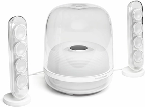 Harman Kardon HK SoundSticks 4-2.1 Bluetooth Speaker System with Deep Bass and Inspiring Industrial Design (White) bookshelf speakers,compact stereo speakers,hi-fi shelf speakers,
