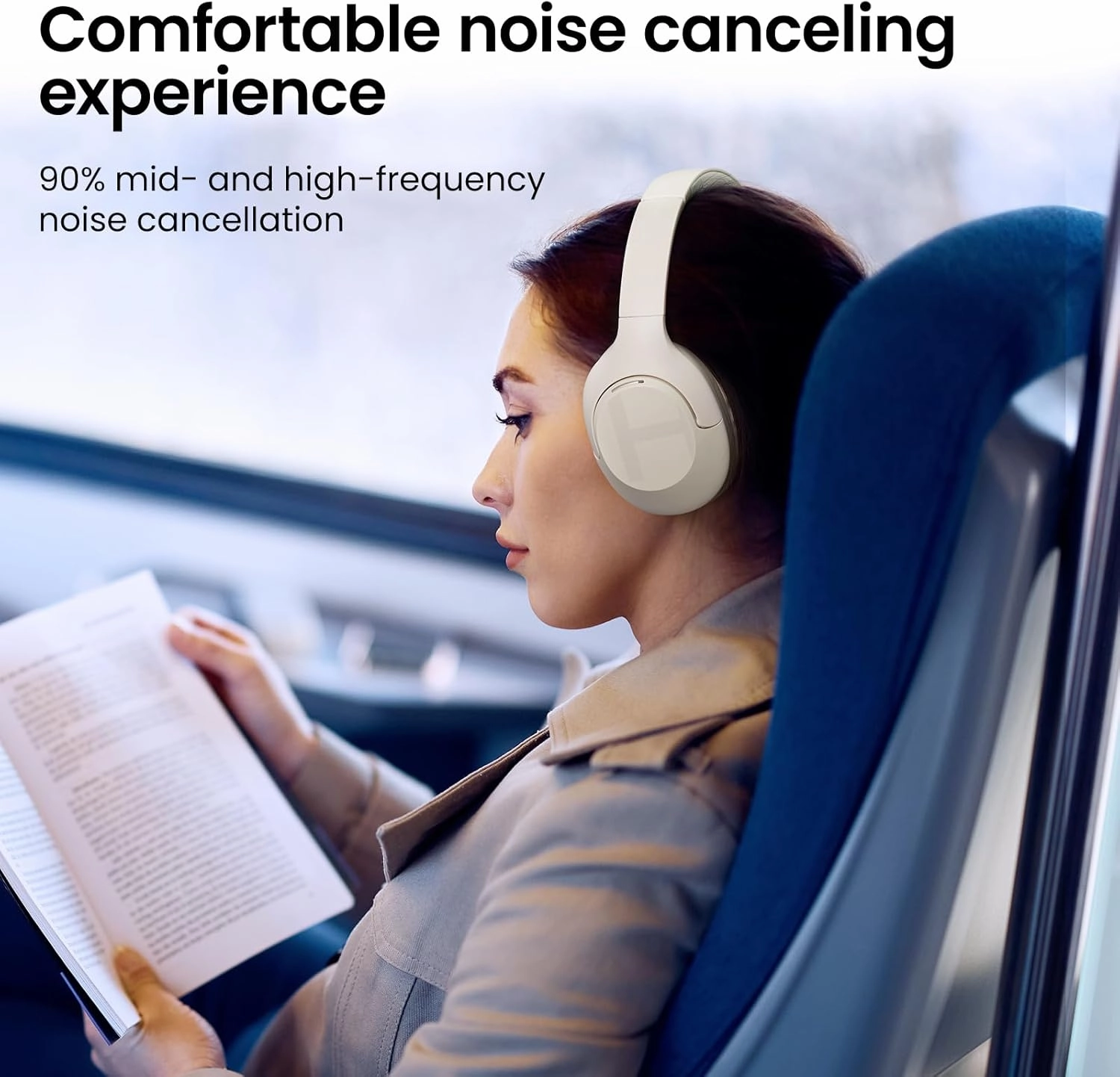 HAYLOU S35 Hybrid Active Noise Cancelling Headphones, Wireless Over-Ear Headphones Bluetooth 5.2, 40H ANC Playtime, Clear Call