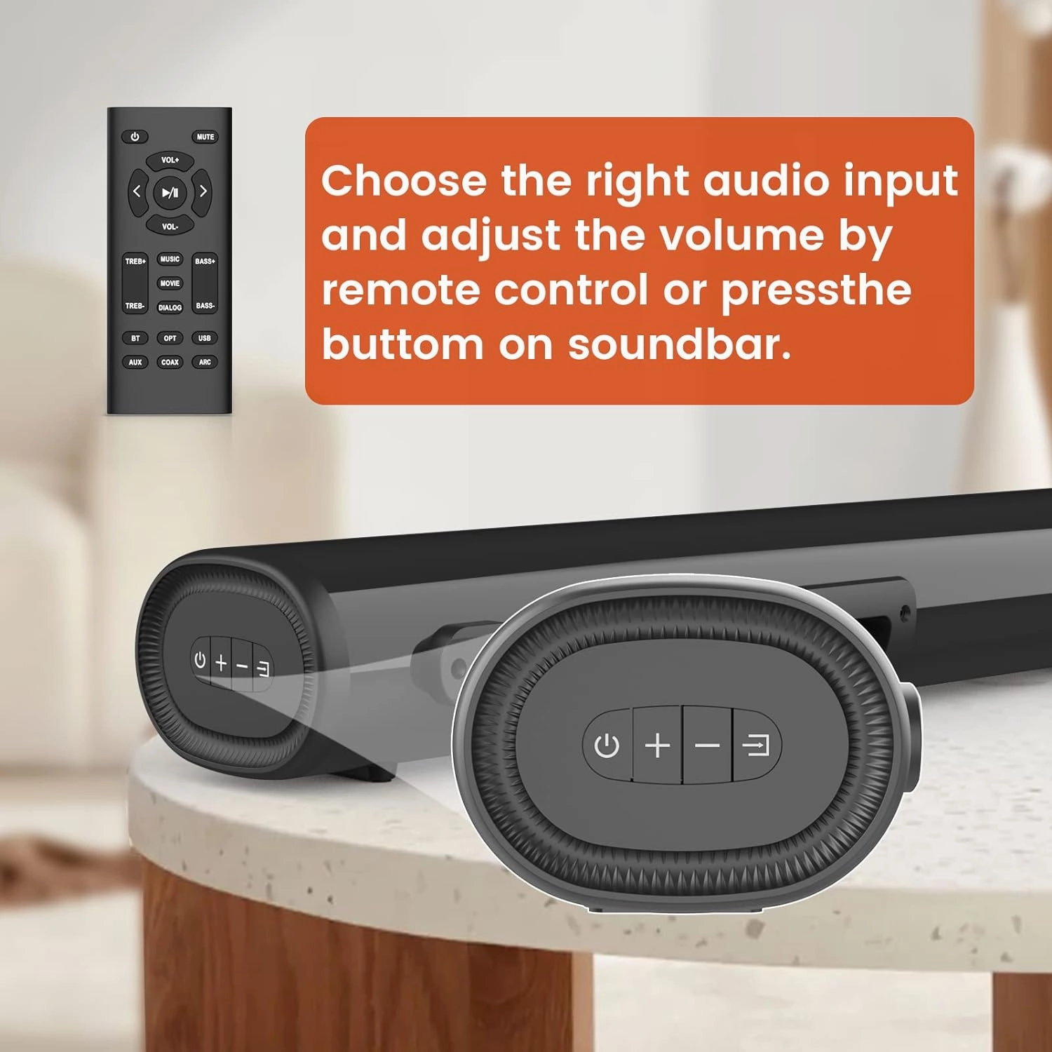 HDMI Sound Bar for TV, Bluetooth Small TV Soundbar Speaker, Optical/HDMI/Aux/Coax/USB/Bluetooth Connection for TV, PC, Projectors, Includes Remote Control, 16 inch
