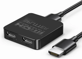 HDMI Splitter 1 in 2 out 4K, HDMI Splitter for Dual Monitors, HDMI Splitter 1 to 2 Amplifier Supports Full HD 1080P 3D, for Xbox, PS4 PS3 Fire Stick Blu Ray Apple TV smart audio hub,voice control speaker,Alexa compatible audio,