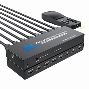 HDMI Switch 7 in 1 Out 4K@60Hz, BolAAzuL HDMI to HDMI Port Expander HDMI Hub Video Switcher Selector with Remote, Support 3D, HDCP2.2, HDR for PS5, Xbox Series X, HDTV, PC - w/Power Supply smart audio hub,voice control speaker,Alexa compatible audio,