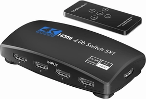 HDMI Switch, NEWCARE HDMI Switcher 5 Port HDMI Switch Box with Remote 5 in 1 Out 4K 60hz HDMI Selector, Support UHD HDMI 2.0b, Compatible with PS5, Apple TV, Xbox, Nintendo smart audio hub,voice control speaker,Alexa compatible audio,