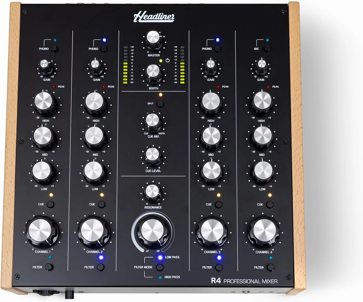 Headliner R4 4-Channel analog rotary DJ mixer with built-in Filter balanced output player,audiophile player,hi-res digital player,