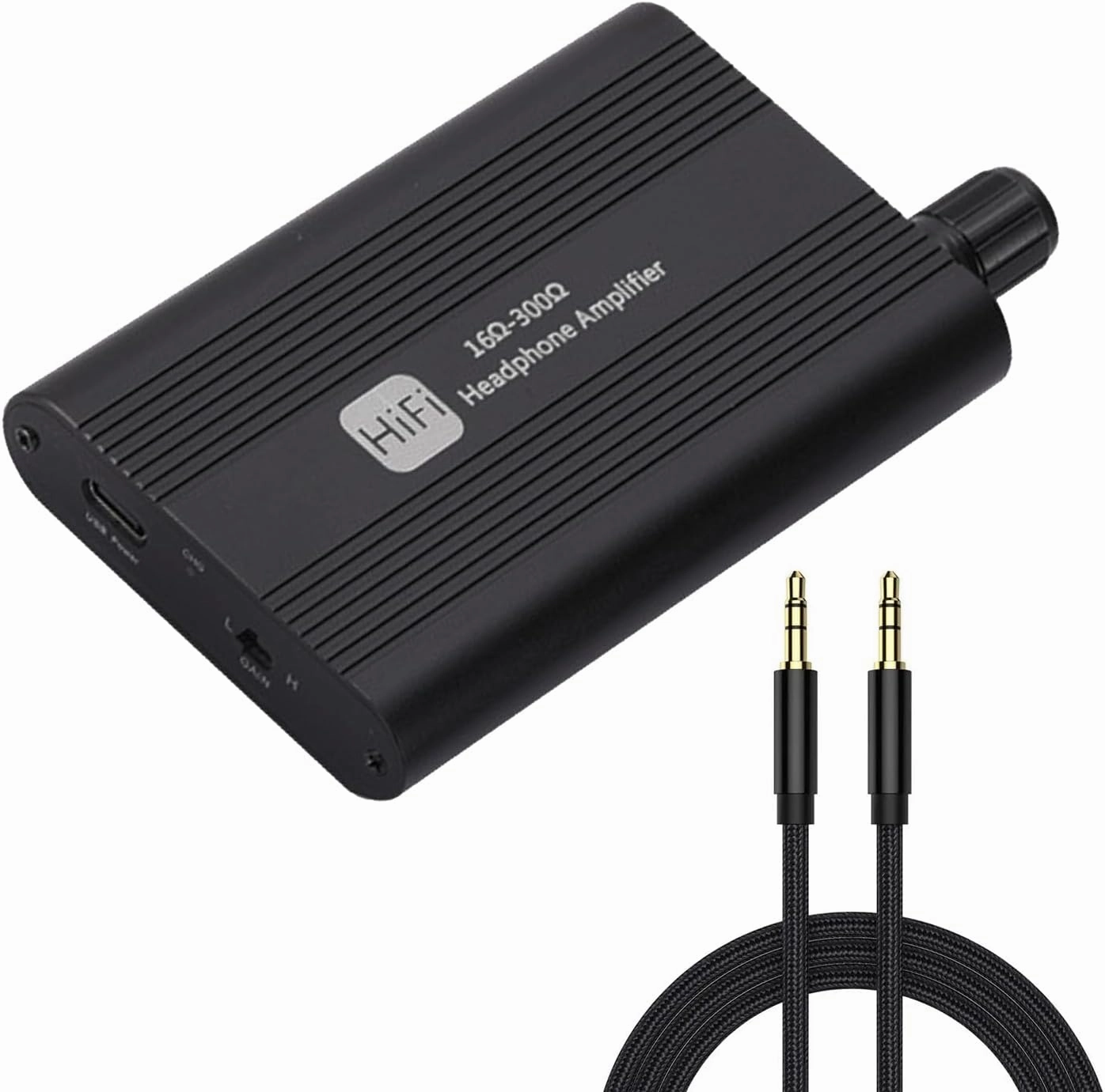 Headphone Amplifier, 16-300 Headphone Amp, Portable Headphone Amplifier with Two-Stage Gain Switch and 3.5mm Jack Compatibility Phones Laptop etc headphone amplifier,portable amp,desktop headphone amp,