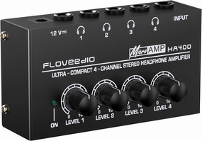 Headphone Amplifier Stereo Ultra Compact 4-Channel Headphone Amp Splitter for Studio and Stage with 12V Power Adapter headphone amplifier,portable amp,desktop headphone amp,