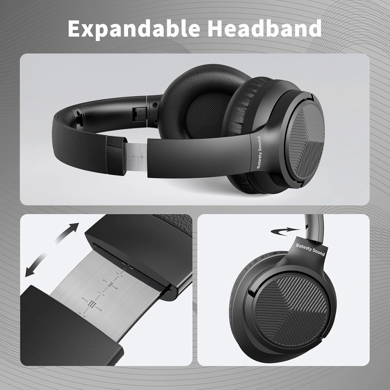 Headphones Wired with Microphone, Over Ear Foldable 3.5mm Plug in Headphones with 4.9ft Tangle-Free Nylon Cord for Tablet, Laptop, MP3/4, Airplane Travel (Black)
