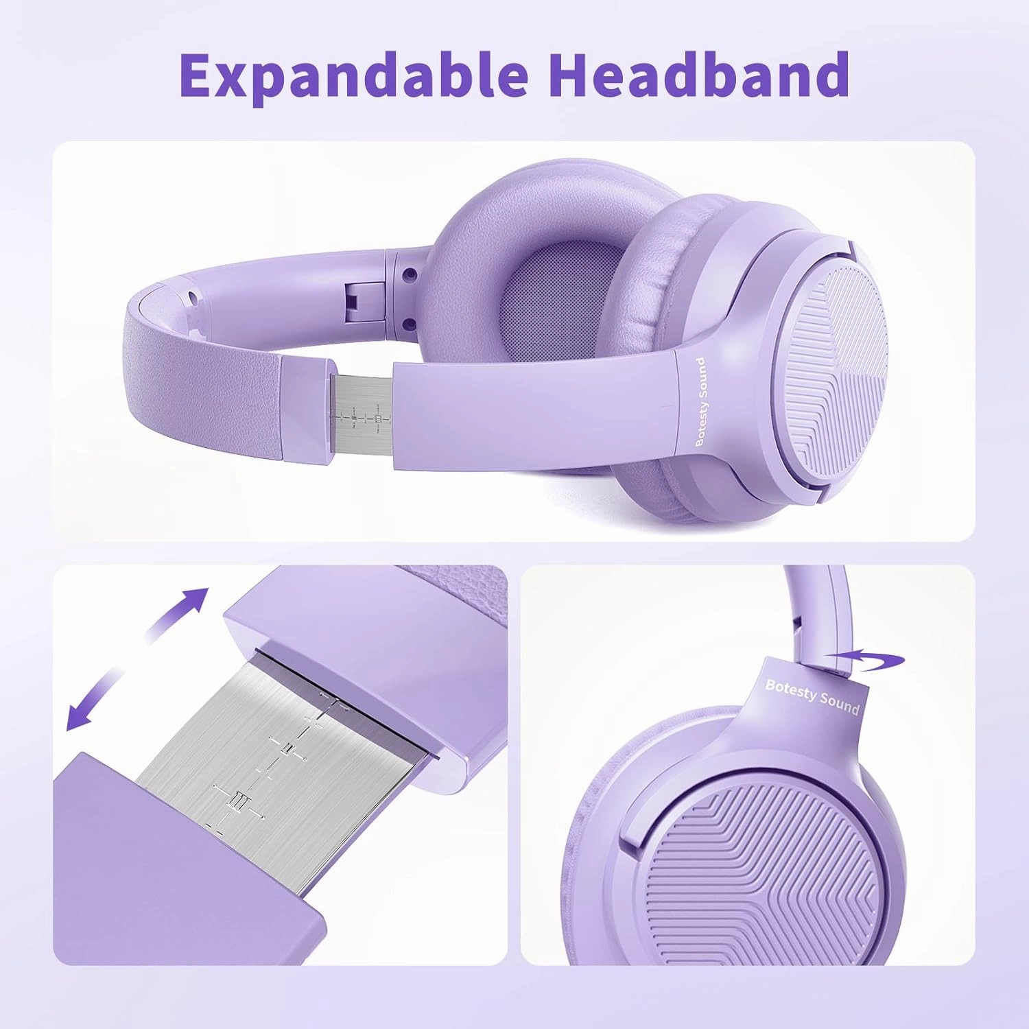 Headphones Wired with Microphone, Over Ear Foldable 3.5mm Plug in Headphones with 4.9ft Tangle-Free Nylon Cord for Tablet, Laptop, MP3/4, Airplane Travel (Purple)