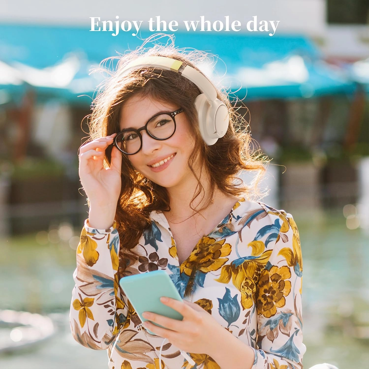 Headphones Wireless Bluetooth, Noise Cancelling Headphone, Over Ear Bluetooth Headsets with Mic, 80H Playtime, Deep Bass, Comfort Fit, Portable Lightweight Headset for Travel, Home