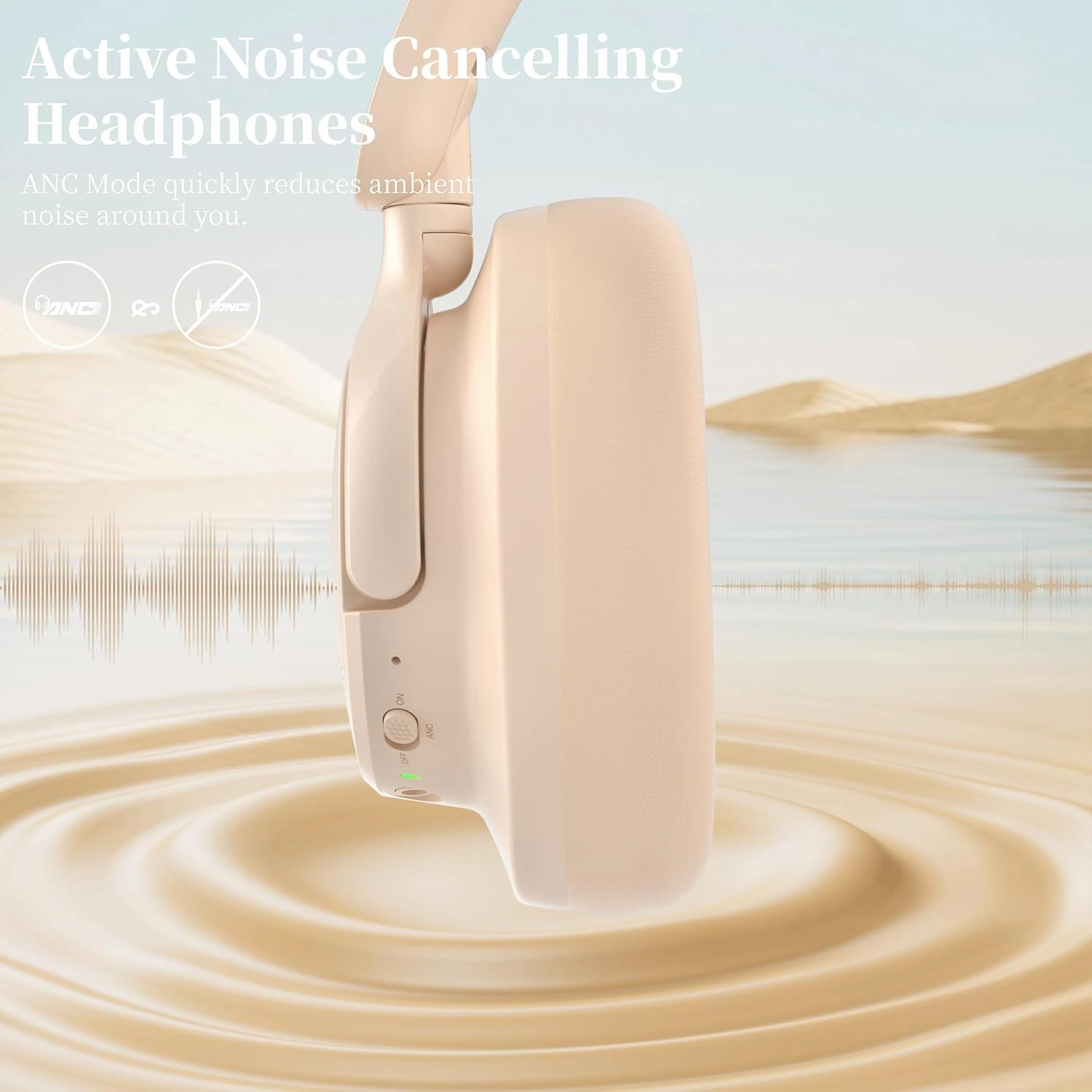 Headphones Wireless Bluetooth, Noise Cancelling Headphone, Over Ear Bluetooth Headsets with Mic, 80H Playtime, Deep Bass, Comfort Fit, Portable Lightweight Headset for Travel, Home