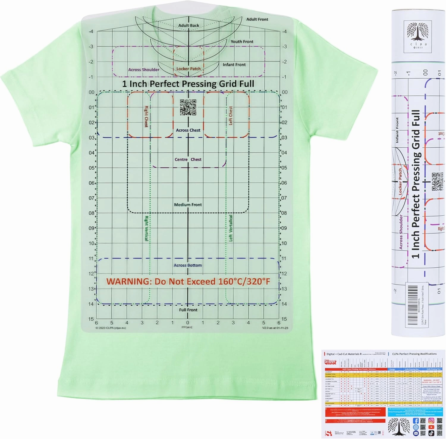Heat Press Safe Tshirt Pressing Guide for Vinyl Alignment and Accurate Placement Full Shirt. an All-in-one t-Shirt Ruler Guide for Heat Press Vinyl Graphics or an Embroidery Placement Guide
