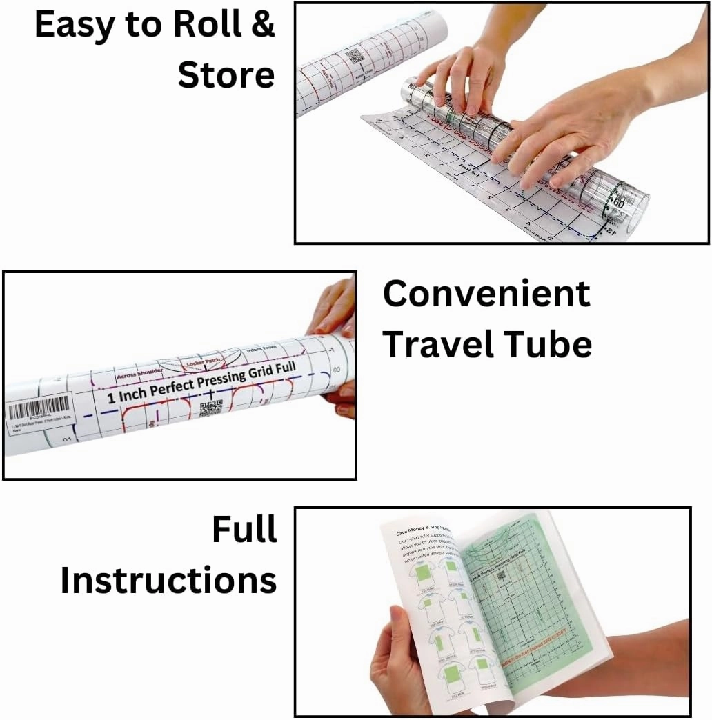 Heat Press Safe Tshirt Pressing Guide for Vinyl Alignment and Accurate Placement Full Shirt. an All-in-one t-Shirt Ruler Guide for Heat Press Vinyl Graphics or an Embroidery Placement Guide