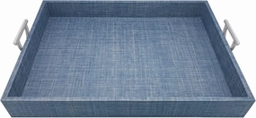Heather Blue Tray with Metal Handles | Blue | Textile | Decor | Home Accessories | Vinyl | Handmade in Mexico vinyl accessories,turntable parts,record player tools,
