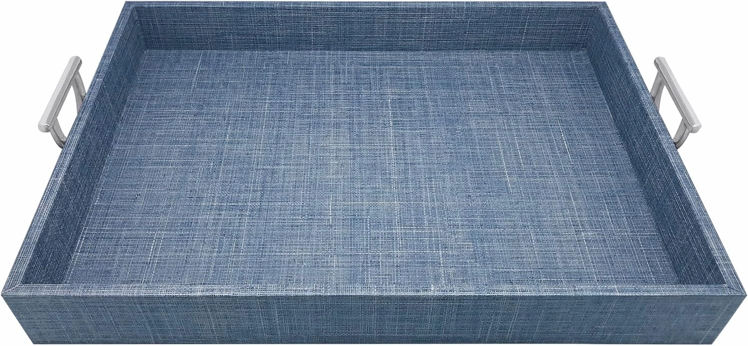 Heather Blue Tray with Metal Handles | Blue | Textile | Decor | Home Accessories | Vinyl | Handmade in Mexico vinyl accessories,turntable parts,record player tools,