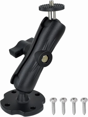 Heavy-Duty Camera Wall/Desktop Mount with 1/4"-20 Thread, Aluminum Alloy Arm, Dual Ball Heads, 1-Inch TPU Ball, Free Rotation,Compatible with DSLR, CCTV, Projectors, RAM B System speaker wall mount,audio bracket,AV wall mounting,