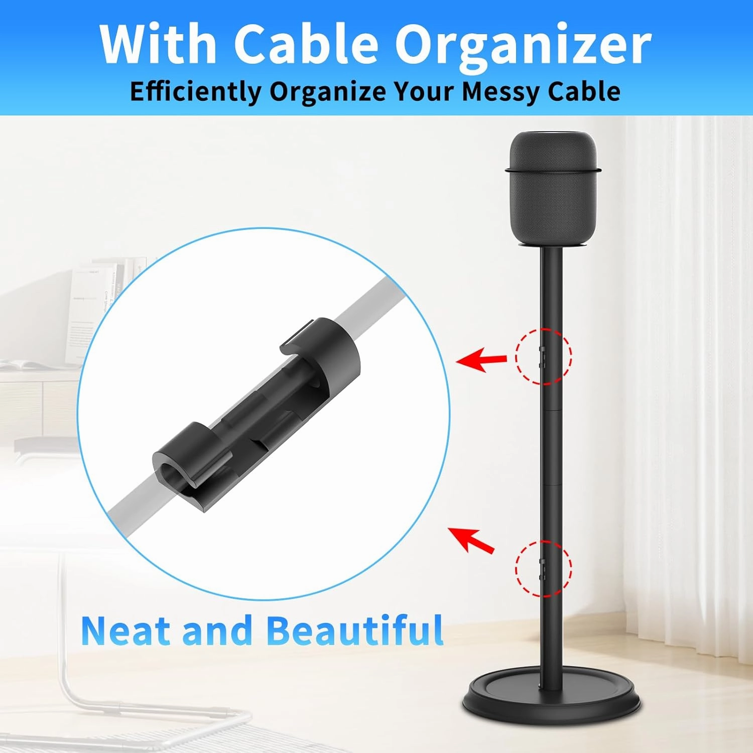 Heavy Duty Speaker Stand for Homepod Stand - Floor Speaker Stands for HomePod 1st and 2nd Generation Easy to Install, Black