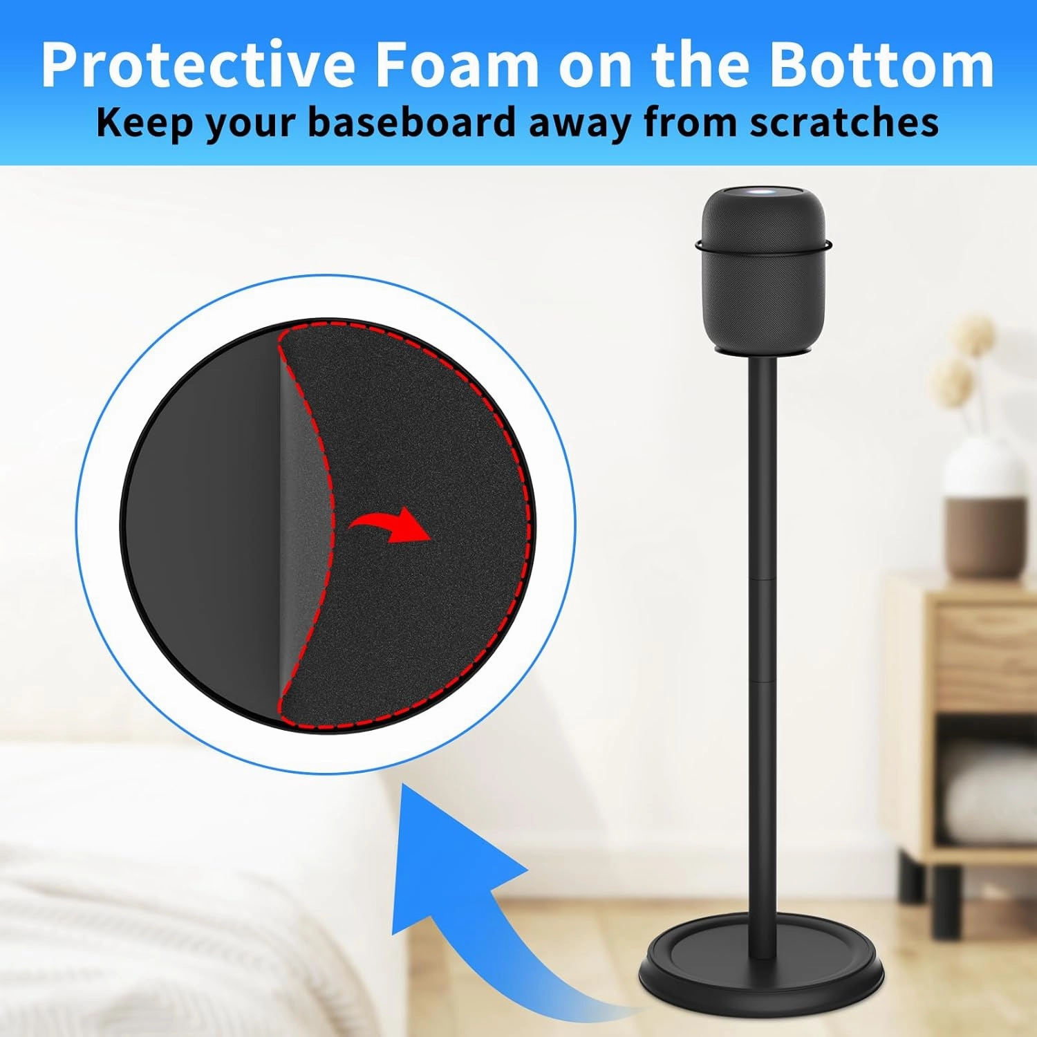 Heavy Duty Speaker Stand for Homepod Stand - Floor Speaker Stands for HomePod 1st and 2nd Generation Easy to Install, Black