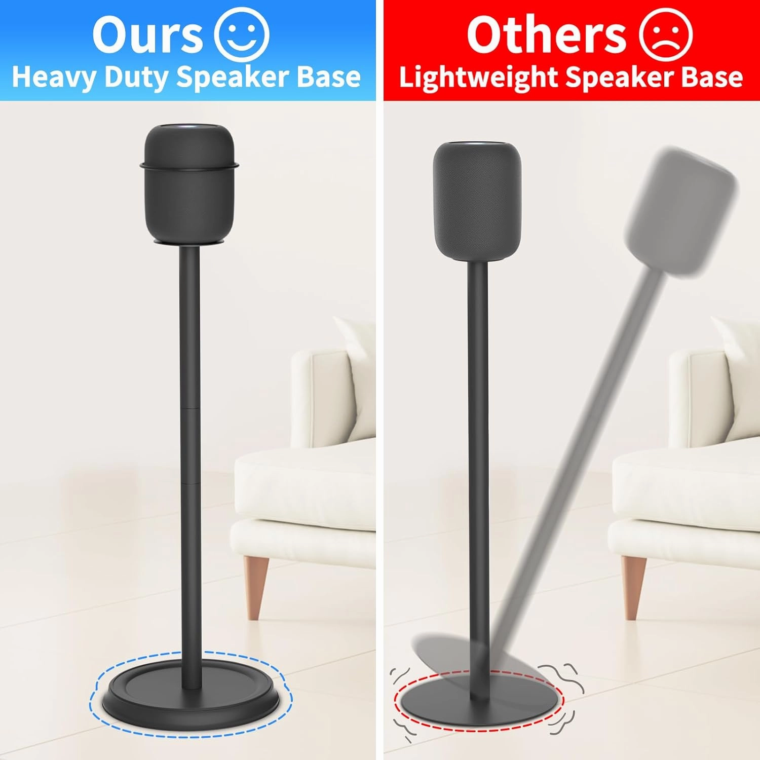 Heavy Duty Speaker Stand for Homepod Stand - Floor Speaker Stands for HomePod 1st and 2nd Generation Easy to Install, Black
